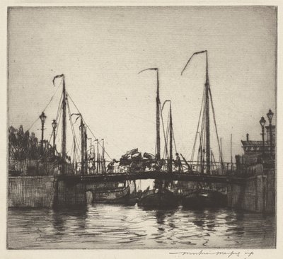 Puente, Rotterdam (Chioggia: Barcos de pesca) de Mortimer Menpes