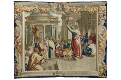 San Pablo predicando a los atenienses, c.1630 (tapiz sobre cartones de Rafael) de Mortlake Tapestry Manufactory