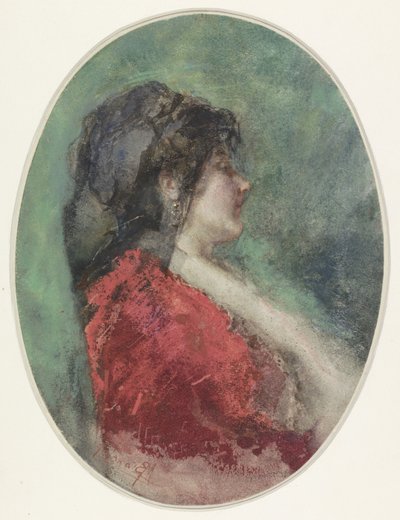 Retrato de una mujer joven de perfil de Mosè di Giosuè Bianchi