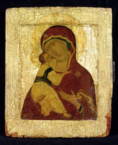 Icono de la Virgen de Vladímir (pan de oro y témpera sobre tabla) de Moscow School