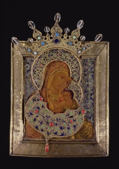 Icono de la Virgen la Toda Glorificada (pan de plata dorada y témpera sobre tabla) de Moscow School