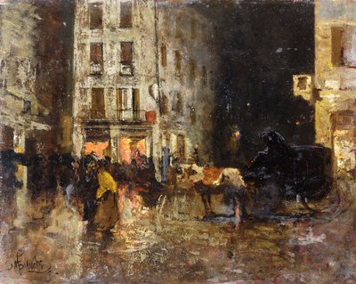 Escena de calle de noche de Mose Bianchi