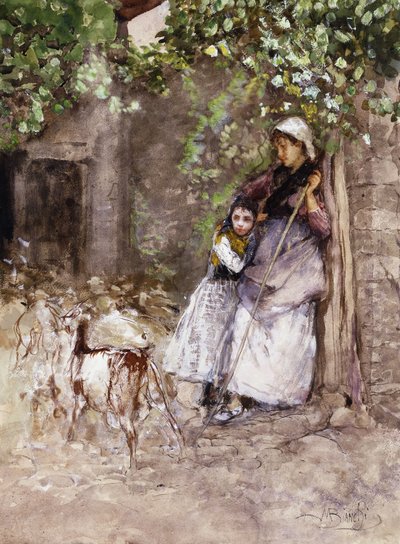 En la puerta de la granja de Mose Bianchi