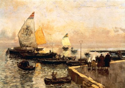 Barcos carboneros en Chioggia, de Mose Bianchi (1840-1904). de Mose Bianchi