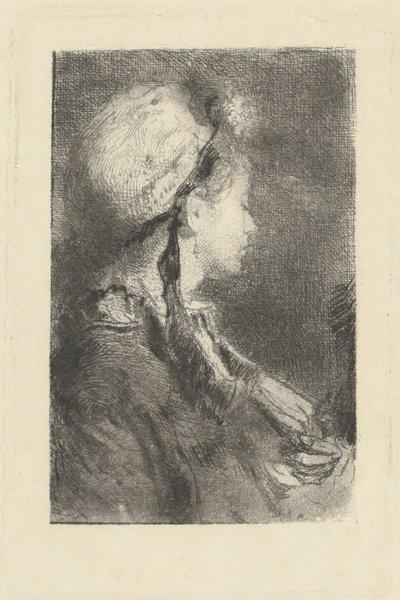 La Esposa del Artista de Perfil Mirando a la Derecha de Mose Bianchi