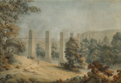Acueducto de Pant-y-Gessylte, Pontcysyllte (acuarela sobre papel) de Moses Griffith