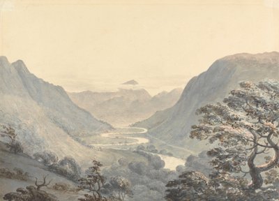 El hermoso valle y el río Mowddach, Merionethshire de Moses Griffith