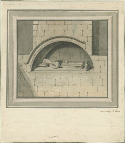 Iglesia de Elford - "El Monumento Stanley": dibujo a acuarela, nd [?siglo XVIII] de Moses Griffiths