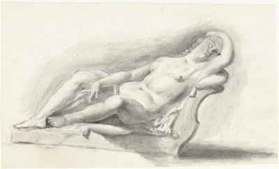 Imagen de mujer desnuda tumbada en un cojín de sofá de Moses Ter Borch