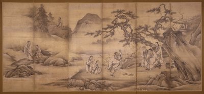 Scenes From 24 Paragons Of Filial Piety (tinta y pigmento dorado sobre papel) de Motonobu Kano
