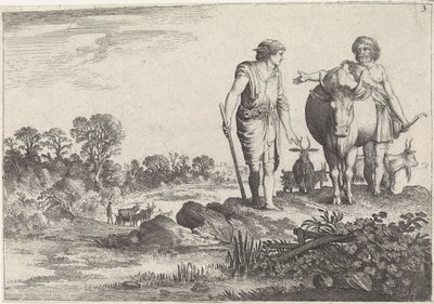 Argus le pide a Mercury que se quede con él Mercurio y Argus (título de la serie) de Moyses van Wtenbrouck