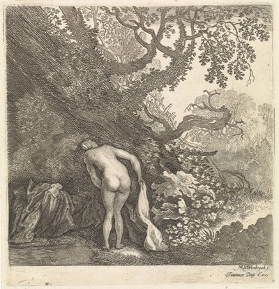 Mujer bañándose, vista desde atrás de Moyses van Wtenbrouck