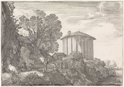 Paisaje con el Templo de Vesta Paisajes arcádicos (título de la serie) de Moyses van Wtenbrouck