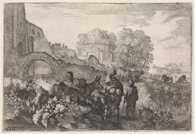 paisaje con viajeros Paisajes arcádicos (título de la serie) de Moyses van Wtenbrouck