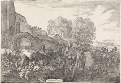 paisaje con viajeros Paisajes arcádicos (título de la serie) de Moyses van Wtenbrouck
