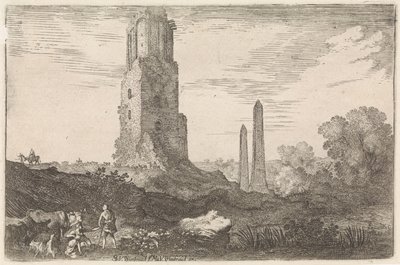 Paisaje con dos obeliscos y la 