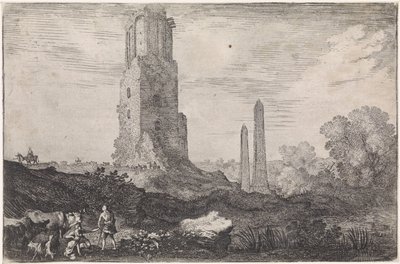 Paisaje con dos obeliscos y la 