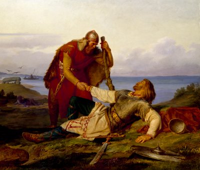 Hjalmar se despide de Örvar-Oddr después de la Batalla de Samsø de Mårten Eskil Winge