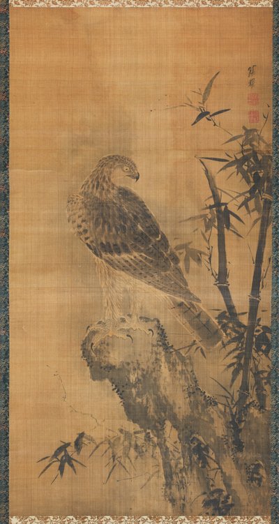Halcón sobre una roca de Mu Zhang