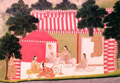 Un príncipe y su harén de Mughal School