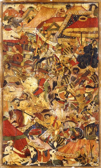 Escena de batalla, c. 1590 de Mughal School
