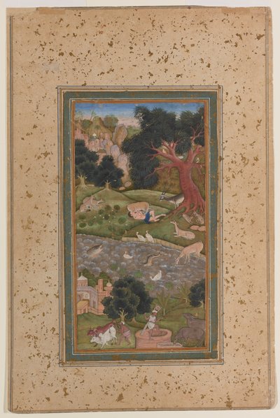 Majnun en el desierto, c.1600 de Mughal School