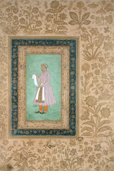 Retrato de Murtaza Khan sosteniendo un pergamino, c.1610 de Mughal School
