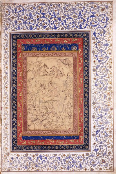Rustem matando a Arjang Div, c.1630 de Mughal School