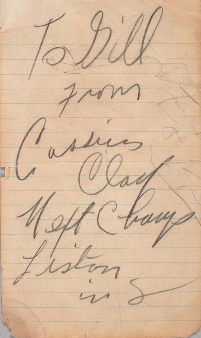 Autógrafo escrito por Cassius Clay, 1963 de Muhammad Ali