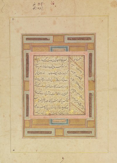 Página de caligrafía, principios del siglo XVII de Muhammad Husain Kashmiri