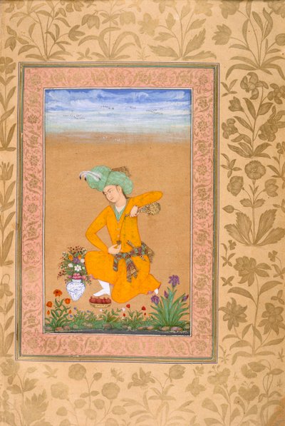 Un príncipe vestido al estilo persa sirviendo vino de Muhammad Khan