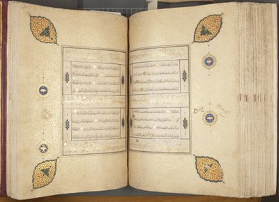 Fol 257 verso 258 recto, Corán Timúrida, 1441 de Muhammad Mumin Abdallah Al Murwand