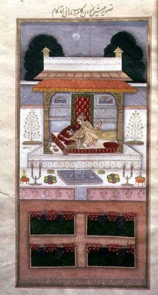 Kamrup y Kamalta en su noche de bodas, del Dastur-i Himmat (c.1755) de Muhammad Murad