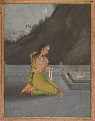 Una Escena Nocturna de Shiva Puja, c. 1760-70 de Muhammad Rizavi Hindi