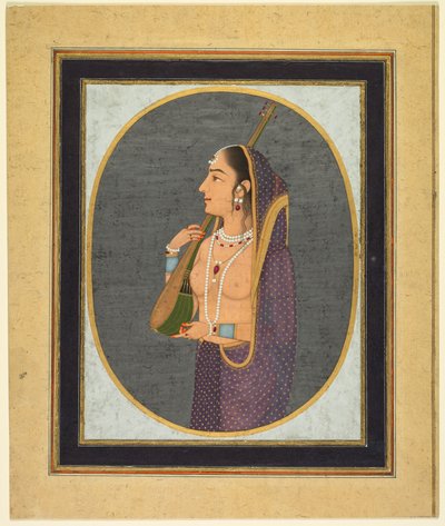 Dama de la corte cantando y tocando la vina, c. 1760 de Muhammad Rizavi Hindi