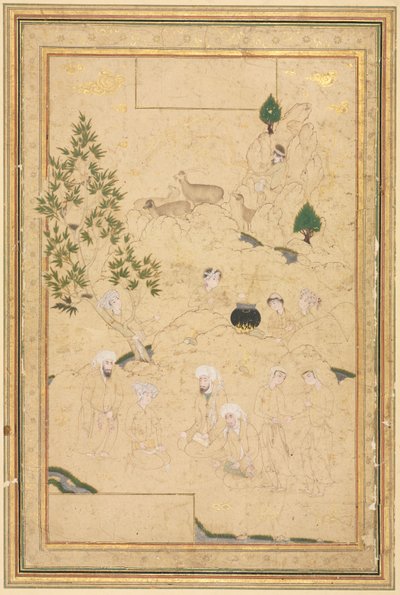 Picnic en las montañas, ilustración de una sola página de Muhammadi