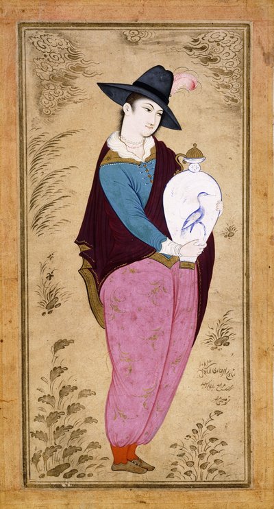 Retrato de un joven europeo, 1673 de Muin Musavvir