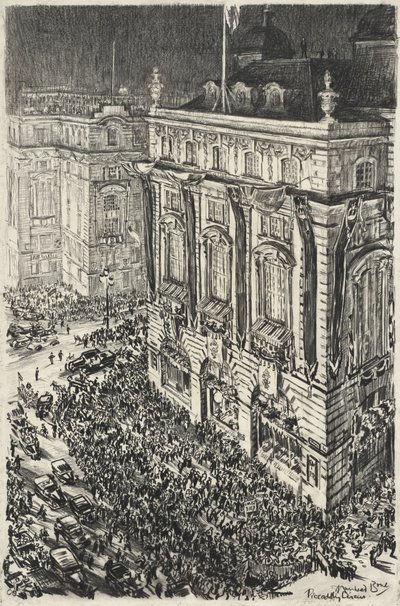Piccadilly Circus, víspera de la coronación de Jorge VI de Muirhead Bone