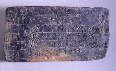 Tabla con inscripción en Lineal B, terracota de los archivos del palacio de Néstor en Pilos (Grecia), civilización micénica, hacia el siglo XIII a.C. de Mycenaean
