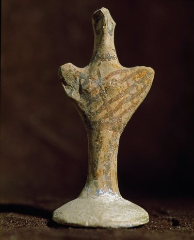 Arte micénico: ídolo de terracota de Scoglio del Tonno (Punta Tonno, Taranto) en Italia. Edad del Bronce, 2000 a.C. de Mycenaean Mycenaean