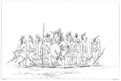 Danza de mendicidad, Sac y Fox, Rock Island, Alto Mississippi, 1841 de Myers and Co