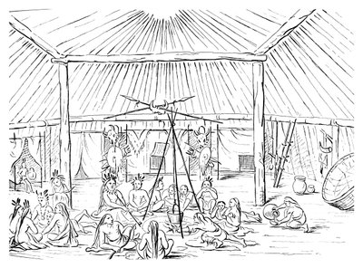 Interior de un Tipi de Myers and Co