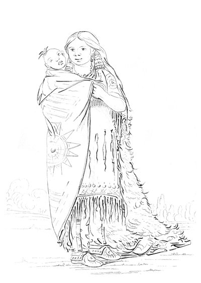 Mujer Nativa Americana y Bebé de Myers and Co