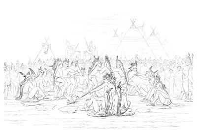 Danza de la pipa de los nativos americanos, 1841 de Myers and Co