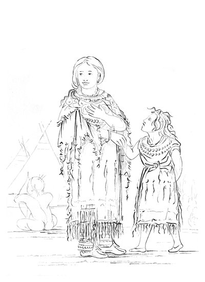 Mujer y niño nativo americano, 1841 de Myers and Co