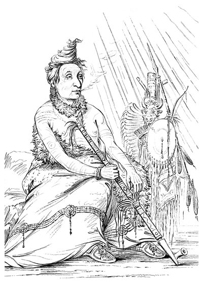 Retrato de Black Moccasin, Jefe de los Minnetarees, 1841 de Myers and Co