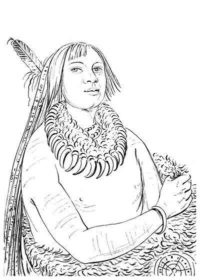 Retrato de Aquel que Corre por el Medio, hombre nativo americano de Myers and Co