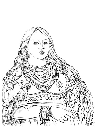 Retrato de Mink, mujer nativa americana, 1841 de Myers and Co