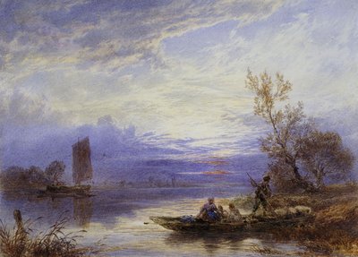 Un ferry al atardecer de Myles Birket Foster