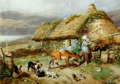 Una cabaña en las Tierras Altas de Myles Birket Foster